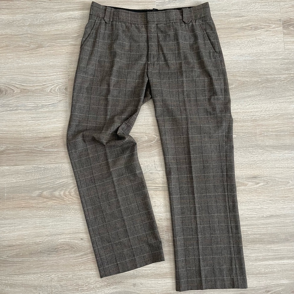 ZARA Plaid Wool Blend Wide Leg Dress Pants